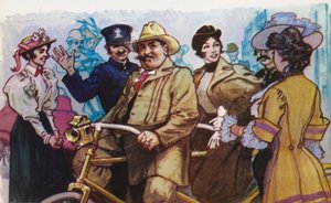 Diamond Jim Brady et Lilian Russell en promenade sur son tandem plaqué or - English School